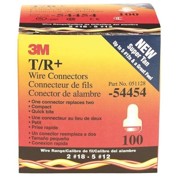 3M Tan/Red Wire Conn 100/Box T/R+